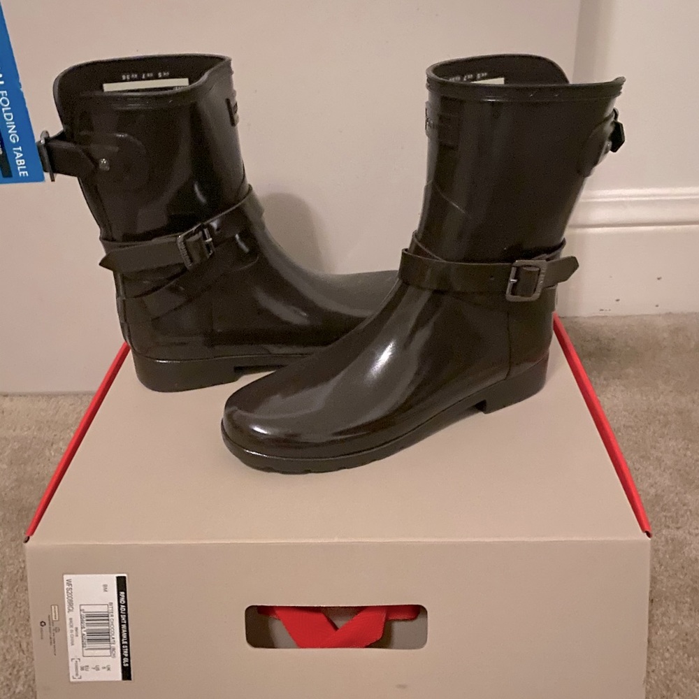 Chocolate Hunter Boots- Brand new